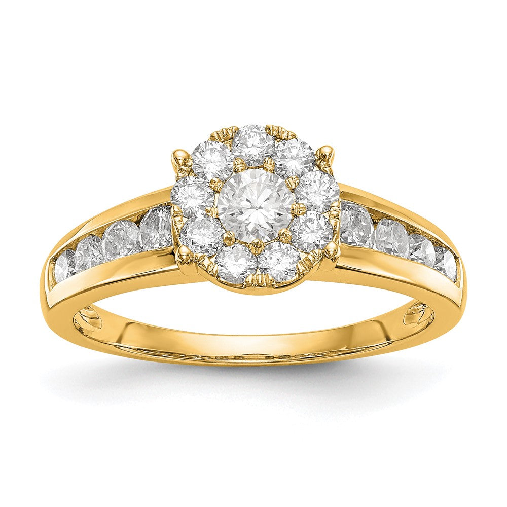 14K Yellow Gold Complete Diamond Cluster Eng Ring