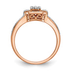 14K Rose Gold Square Cluster 1/5 carat Diamond Complete Engagement Ring