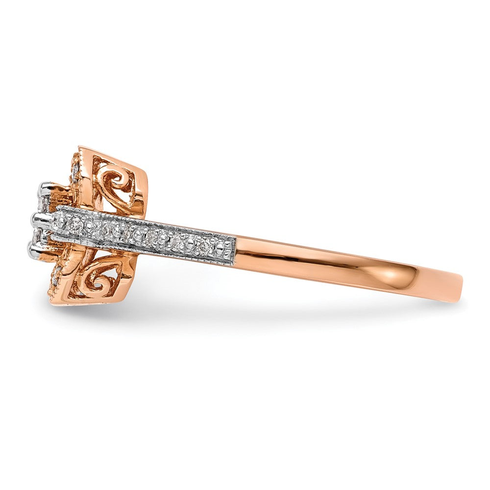 14K Rose Gold Square Cluster 1/5 carat Diamond Complete Engagement Ring