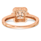 14K Rose Gold Square Cluster 1/5 carat Diamond Complete Engagement Ring