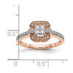 14K Rose Gold Square Cluster 1/5 carat Diamond Complete Engagement Ring
