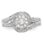 14K White Gold Complete Diamond Cluster Engagement Ring
