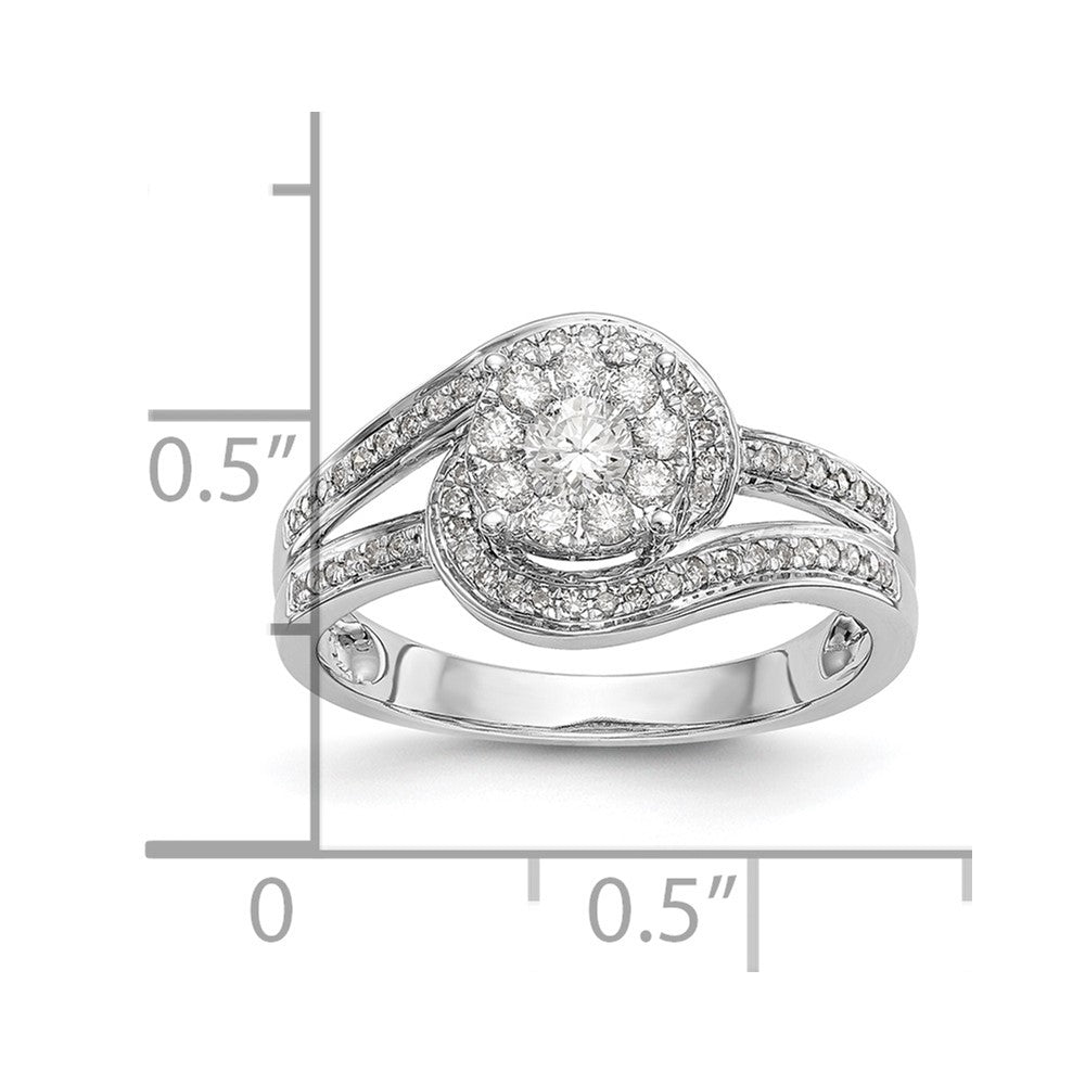 14K White Gold Complete Diamond Cluster Engagement Ring