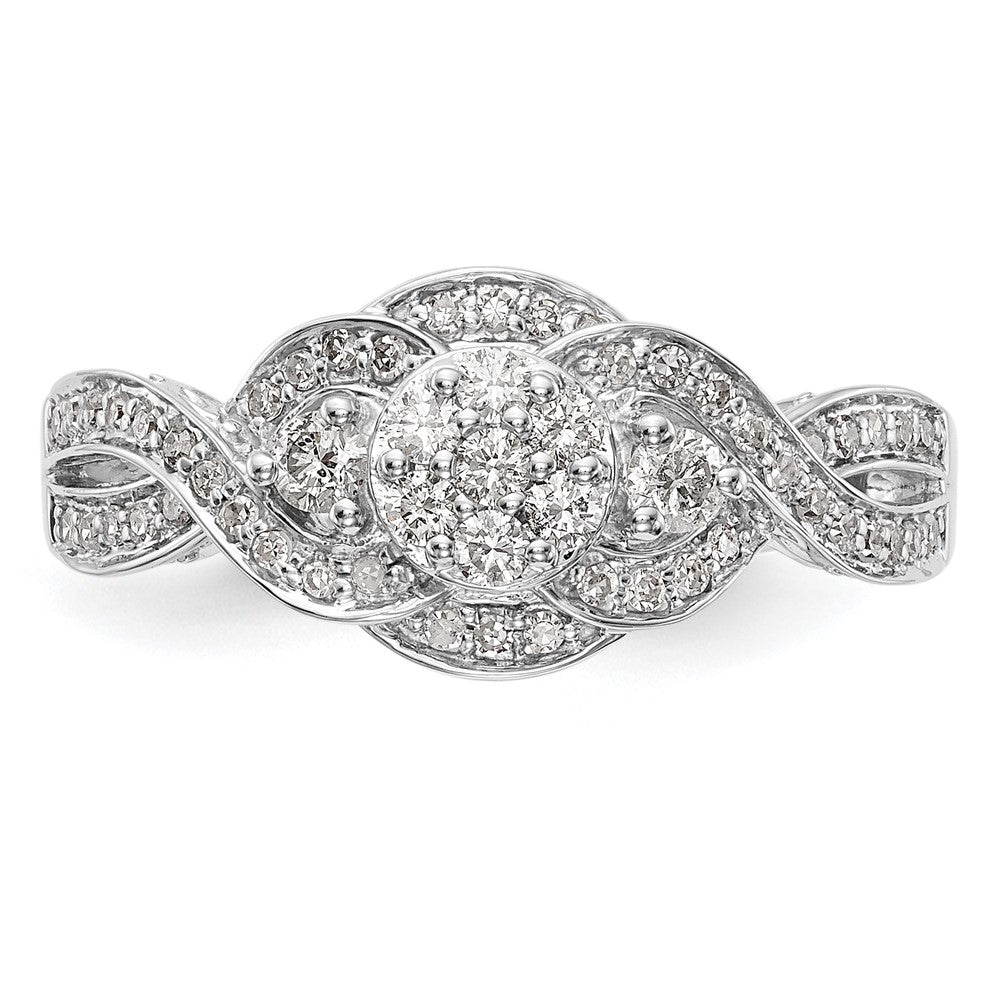 14k White Gold Complete Diamond Cluster Engagement Ring