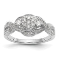 14k White Gold Complete Diamond Cluster Engagement Ring