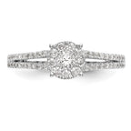 14K White Gold Halo Cluster 1/2 carat Diamond Complete Engagement Ring