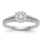 14K White Gold Halo Cluster 1/2 carat Diamond Complete Engagement Ring