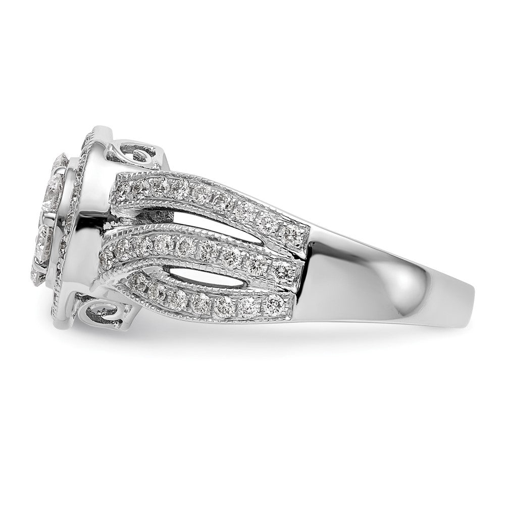 14K White Gold Complete Diamond Cluster Engagement Ring