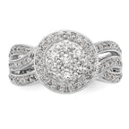 14K White Gold Complete Diamond Cluster Engagement Ring