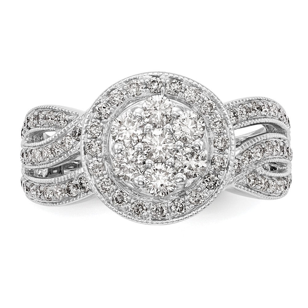 14K White Gold Complete Diamond Cluster Engagement Ring
