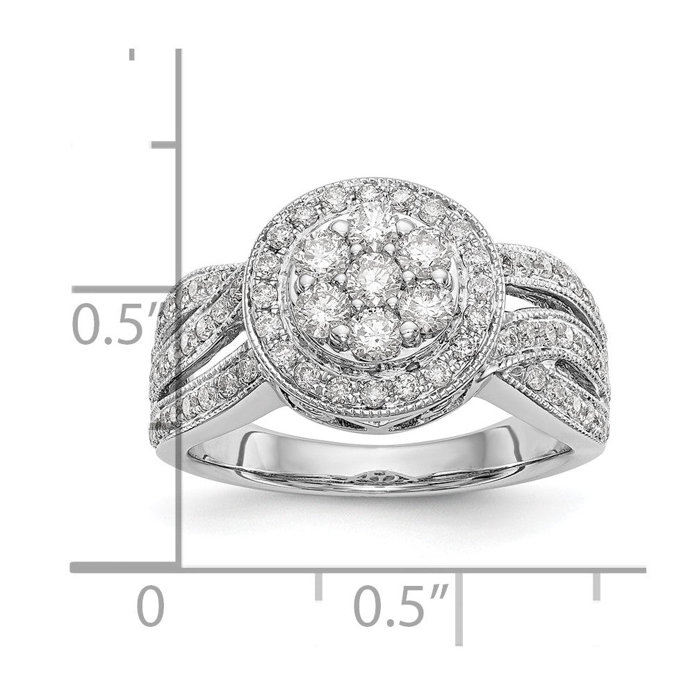 14K White Gold Complete Diamond Cluster Engagement Ring
