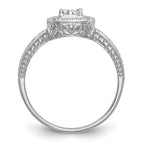 14K White Gold Square Halo Cluster 1/5 carat Princess/Round Diamond Complete Engagement Ring