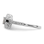 14K White Gold Square Halo Cluster 1/5 carat Princess/Round Diamond Complete Engagement Ring
