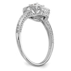 14K White Gold Square Halo Cluster 1/5 carat Princess/Round Diamond Complete Engagement Ring