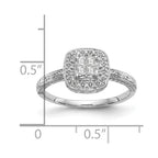 14K White Gold Square Halo Cluster 1/5 carat Princess/Round Diamond Complete Engagement Ring