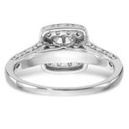 14K White Gold Square Halo Cluster 3/4 carat Princess/Round Diamond Complete Engagement Ring