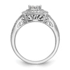 14K White Gold Square Halo Cluster 5/8 carat Princess/Round Diamond Complete Engagement Ring