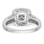 14K White Gold Square Halo Cluster 5/8 carat Princess/Round Diamond Complete Engagement Ring