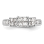 14K White Gold Complete Diamond Cluster Engagement Ring