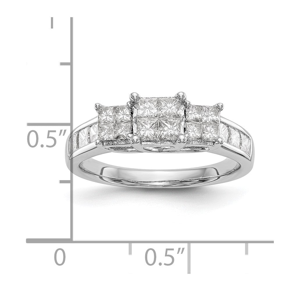 14K White Gold Complete Diamond Cluster Engagement Ring