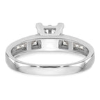 14K White Gold Square Cluster 3/4 carat Princess Diamond Complete Engagement Ring