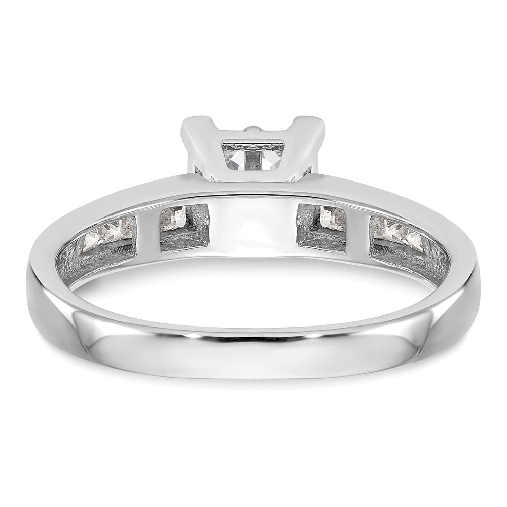 14K White Gold Square Cluster 3/4 carat Princess Diamond Complete Engagement Ring