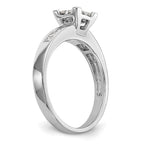 14K White Gold Square Cluster 3/4 carat Princess Diamond Complete Engagement Ring
