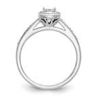14K White Gold Square Halo Cluster 1/5 carat Diamond Complete Engagement Ring