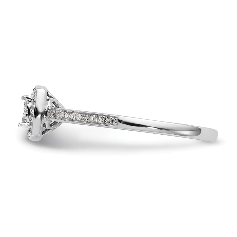 14K White Gold Square Halo Cluster 1/5 carat Diamond Complete Engagement Ring