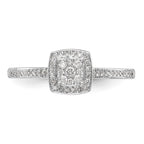 14K White Gold Square Halo Cluster 1/5 carat Diamond Complete Engagement Ring