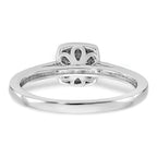14K White Gold Square Halo Cluster 1/5 carat Diamond Complete Engagement Ring