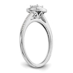 14K White Gold Square Halo Cluster 1/5 carat Diamond Complete Engagement Ring