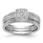 14K White Gold Square Halo Cluster 1/5 carat Diamond Complete Engagement Ring