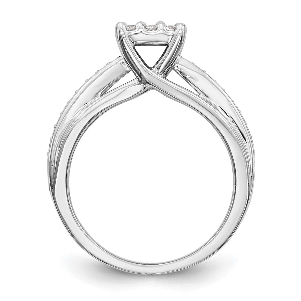 14K White Gold Complete Diamond Cluster Engagement Ring