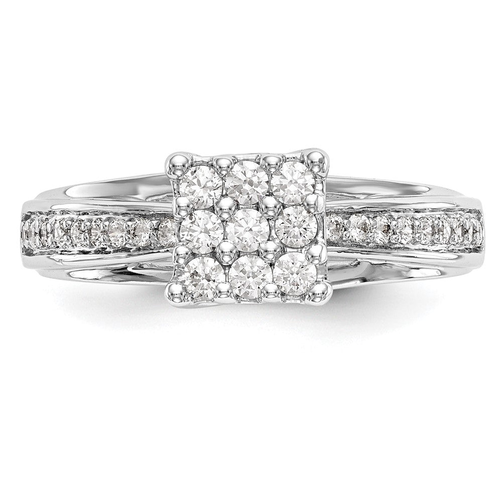 14K White Gold Complete Diamond Cluster Engagement Ring