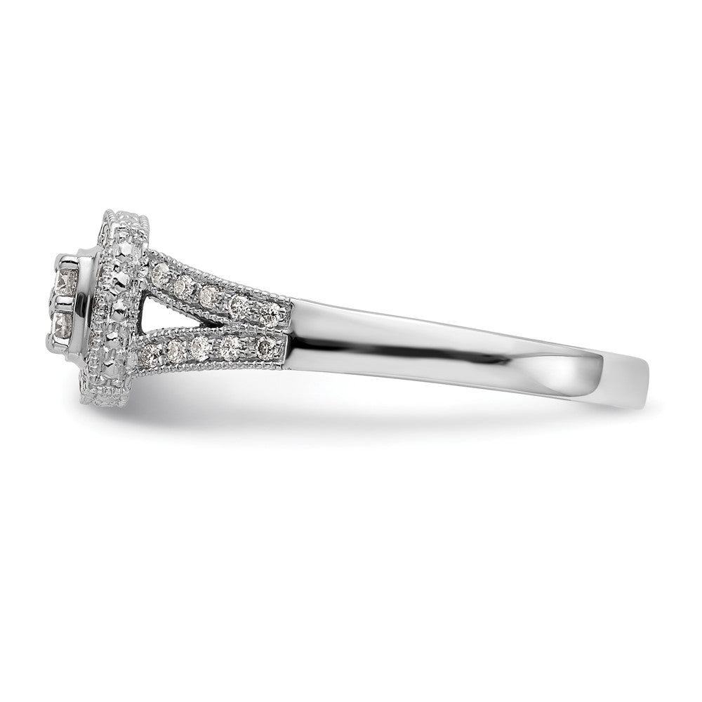 14K White Gold Square Halo Cluster 1/2 carat Diamond Complete Engagement Ring