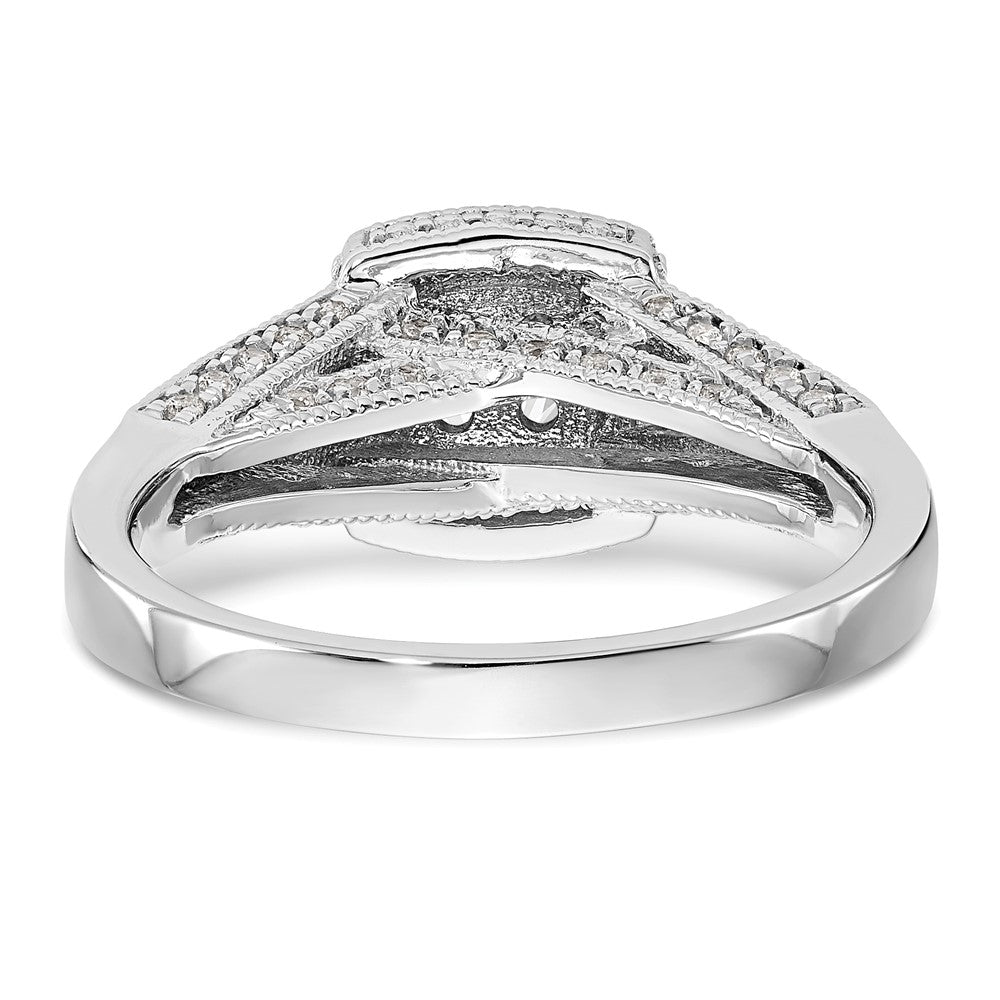 14K White Gold Square Halo Cluster 1/2 carat Diamond Complete Engagement Ring