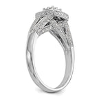 14K White Gold Square Halo Cluster 1/2 carat Diamond Complete Engagement Ring