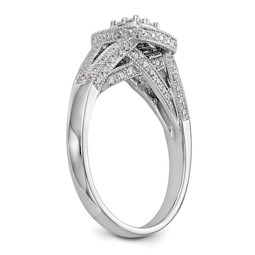 14K White Gold Square Halo Cluster 1/2 carat Diamond Complete Engagement Ring