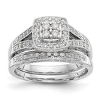 14K White Gold Square Halo Cluster 1/2 carat Diamond Complete Engagement Ring