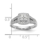 14K White Gold Square Halo Cluster 1/2 carat Diamond Complete Engagement Ring