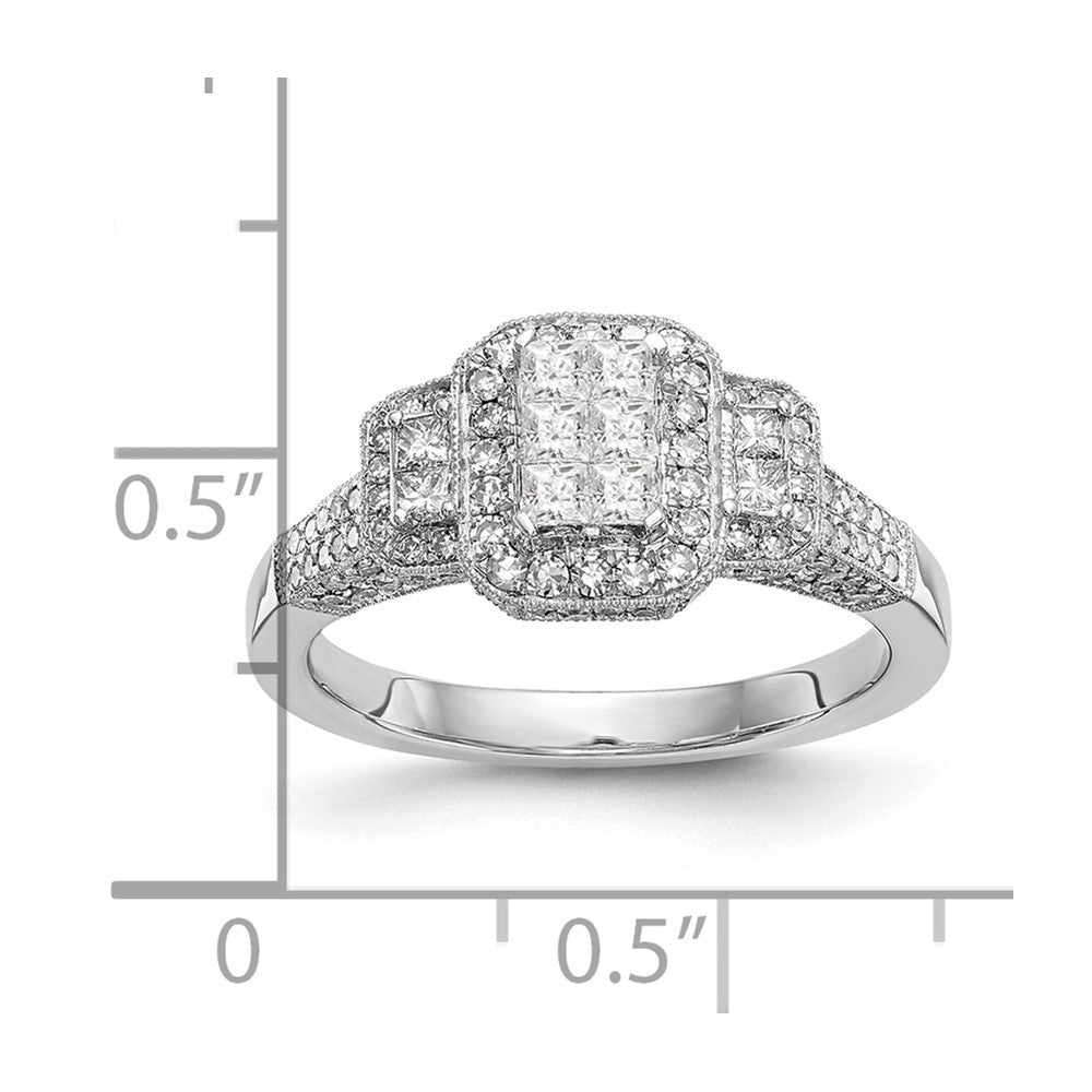 14K White Gold Complete Diamond Cluster Engagement Ring