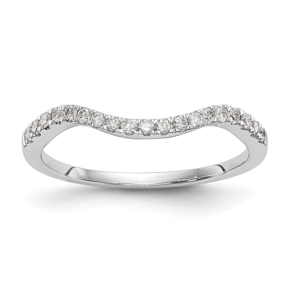 14k White Gold 1/5 carat Diamond Contoured Complete Wedding Band