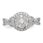 14K White Gold Halo Cluster 3/4 carat Diamond Complete Engagement Ring