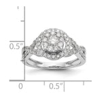 14K White Gold Halo Cluster 3/4 carat Diamond Complete Engagement Ring