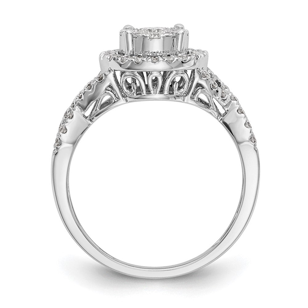 14K White Gold Complete Diamond Cluster Eng Ring