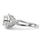14K White Gold Complete Diamond Cluster Eng Ring