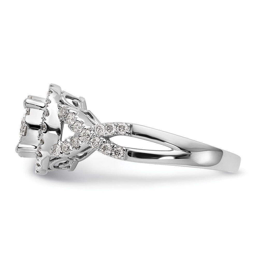14K White Gold Complete Diamond Cluster Eng Ring
