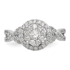 14K White Gold Complete Diamond Cluster Eng Ring