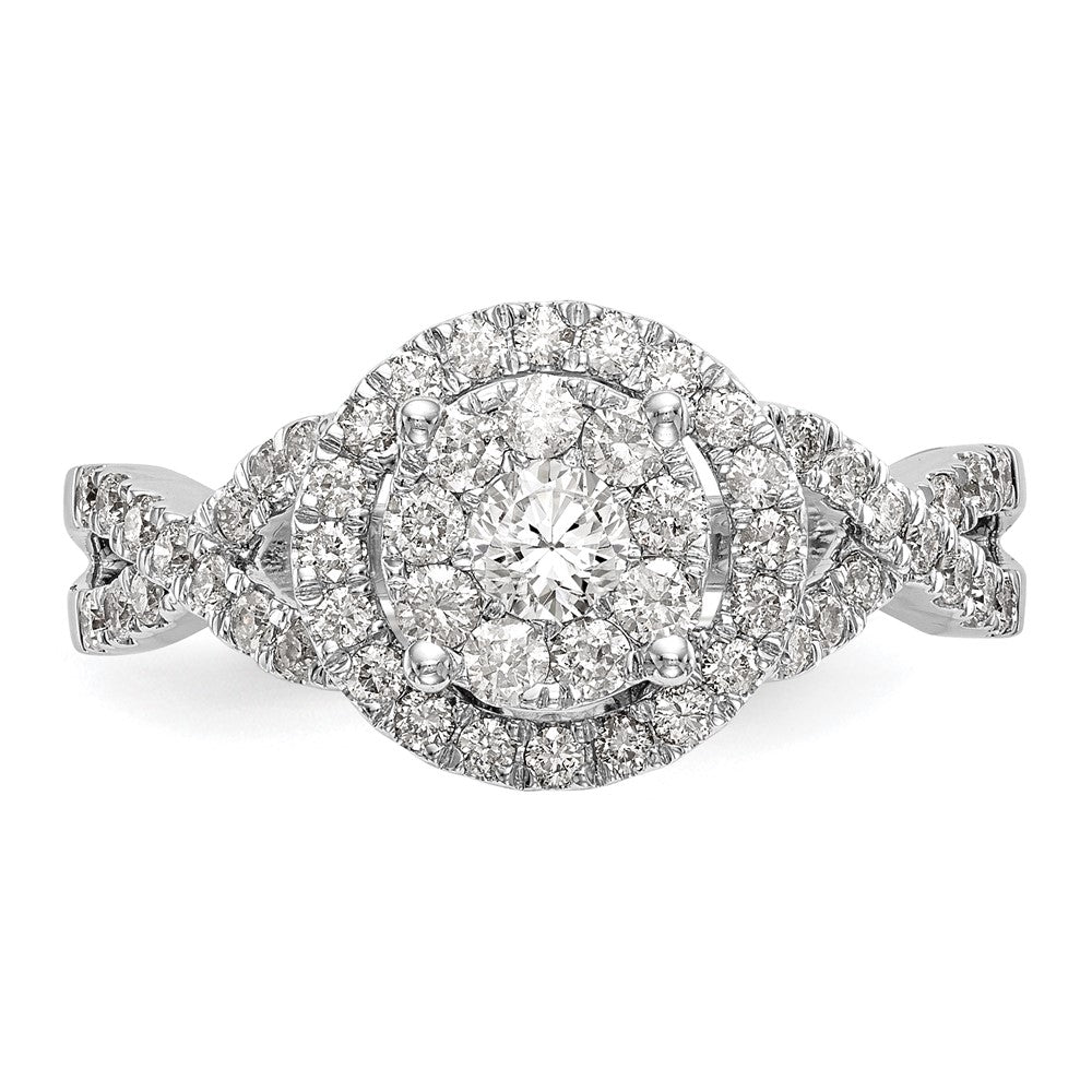 14K White Gold Complete Diamond Cluster Eng Ring